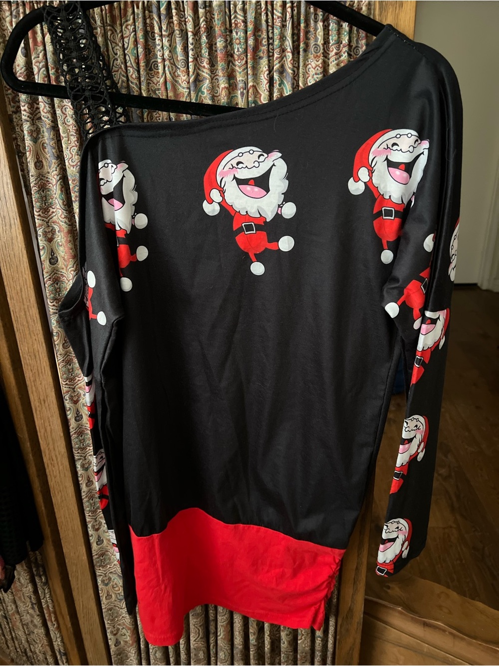 Kids Black & Red Santa Pajama Top